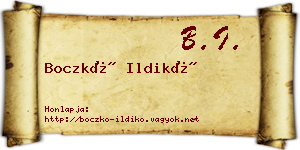 Boczkó Ildikó névjegykártya